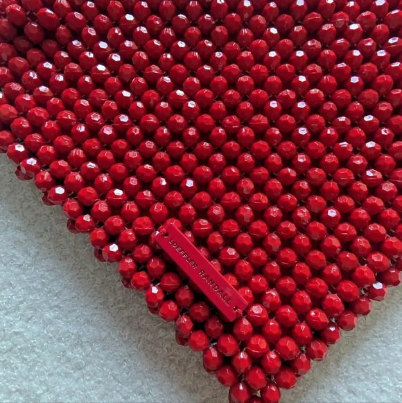 Loeffler Randall Maria Red Beaded Heart-Shaped Handbag Fair Condition - Picture 5 of 9